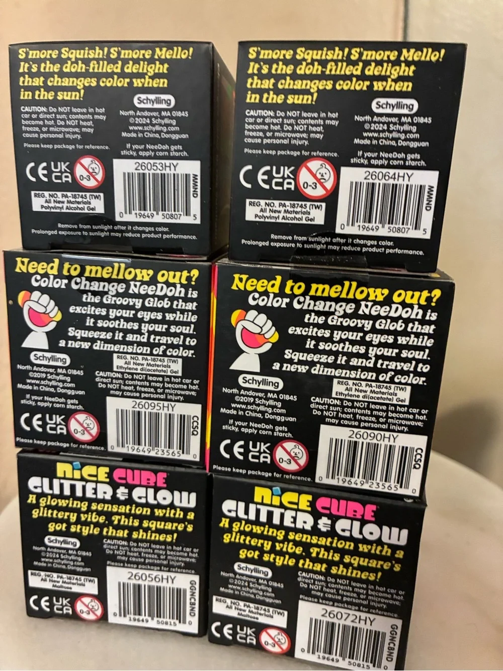 Needoh Glitter & Glow Nice Cube, Color Change & Mello Mallo - 6 count set